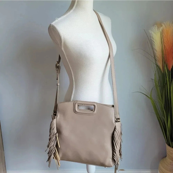 AHDORNED, New, Dakota Taupe Vegan Leather Fringe Crossbody Purse Tote Bag - Picture 2 of 15